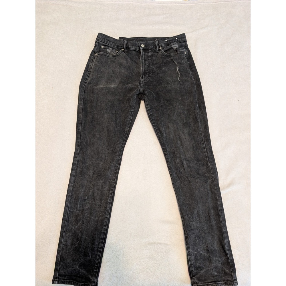 Abercrombie & Fitch Athletic Slim Jeans Mens 34x32 Black Stretch distressed - Picture 5 of 10